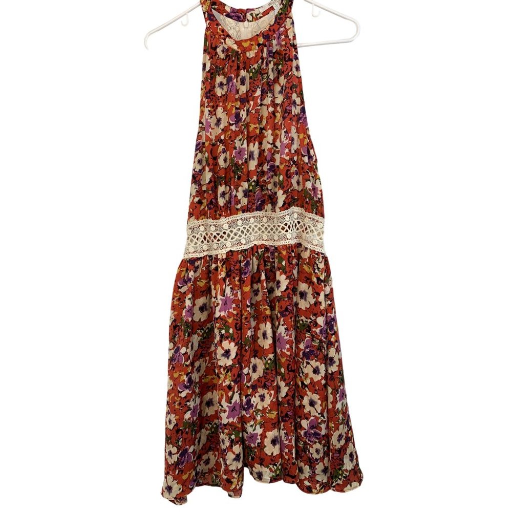 NWT Miss Me Floral Halter Blousen Dress Crochet Sz Large 6741 Spring Summer - Picture 3 of 14